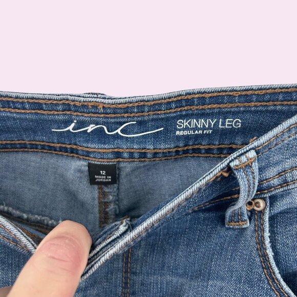 INC INTERNATIONAL CONCEPTS LACE BUTTON UP SKINNY LEG REG FIT BLUE DENIM JEANS - Picture 6 of 8